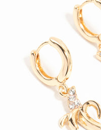 Gold Diamante Banana Drop Huggie Earrings - link has visual effect only