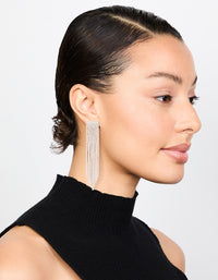 Silver Plated Cupchain Diamante Fringe Stud Earrings - link has visual effect only