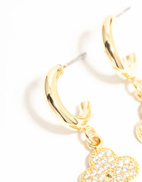 Gold Plated Cubic Zirconia Flower Drop Hoop Earrings - link has visual effect only