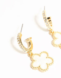 Gold Plated Flower Drop Diamante Hoop Earrings - link has visual effect only