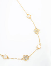 Gold Plated Alternating Small & Medium Flower Necklace - link has visual effect only