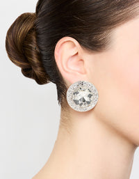 Silver Circle Diamante Stud Earrings - link has visual effect only