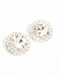 Silver Circle Diamante Stud Earrings - link has visual effect only