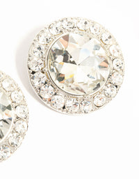 Silver Circle Diamante Stud Earrings - link has visual effect only