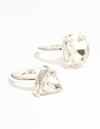 Silver & Mixed Shape Diamante Rings 3-Pack - link has visual effect only