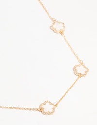 Gold Cubic Zirconia Clover Necklace - link has visual effect only