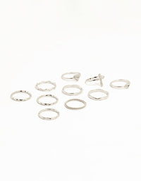 Silver Gothic Cross & Twisted Stacking Rings 12-Pack - link has visual effect only