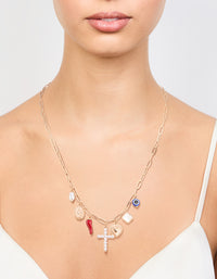 Gold Cross & Chili Charm Necklace - link has visual effect only