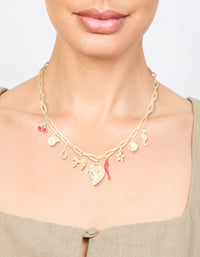 Gold Plated Heart Locket & Seahorse Charm Necklace - link has visual effect only