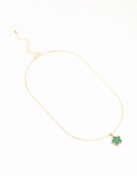 Gold Plated Emerald Clover Pendant Necklace - link has visual effect only