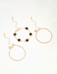 Gold Black Clover & Chain Bracelets 3-Pack - link has visual effect only