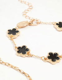 Gold Black Clover & Chain Bracelets 3-Pack - link has visual effect only