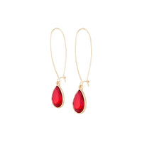 Red Gold Long Diamante Fish Hook Earring - link has visual effect only