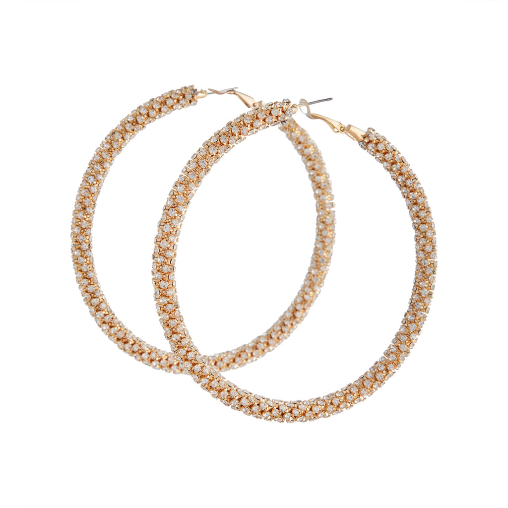 Gold Large Diamante Cup Chain Hoop