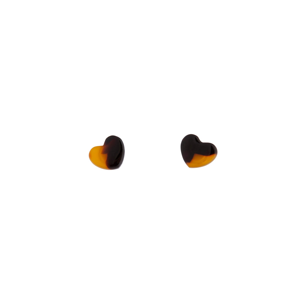 Acrylic Mini Heart Tortoiseshell Earrings