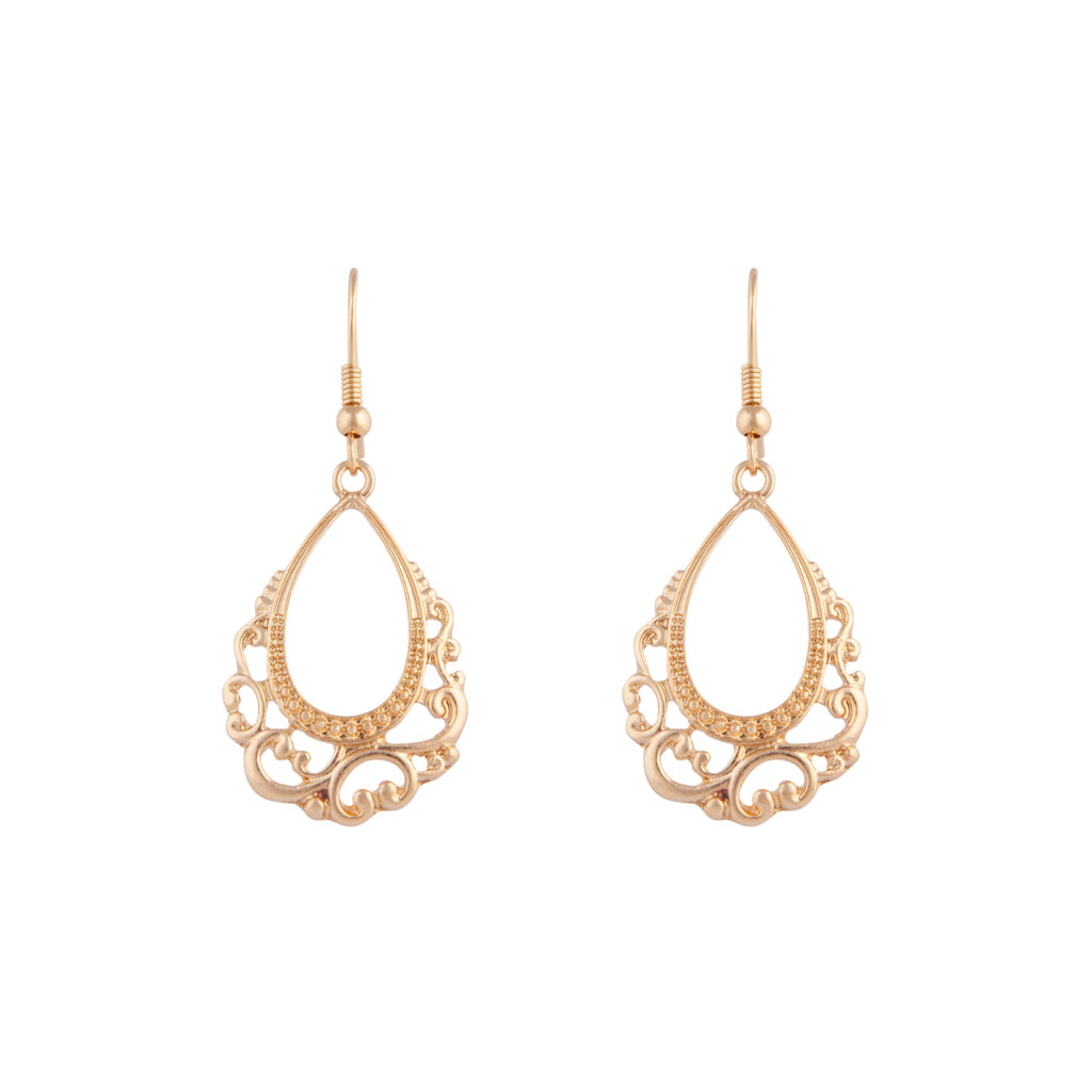 Gold Open Decorative Teardrop Earrings | Jewelery | Necklaces | Rings ...