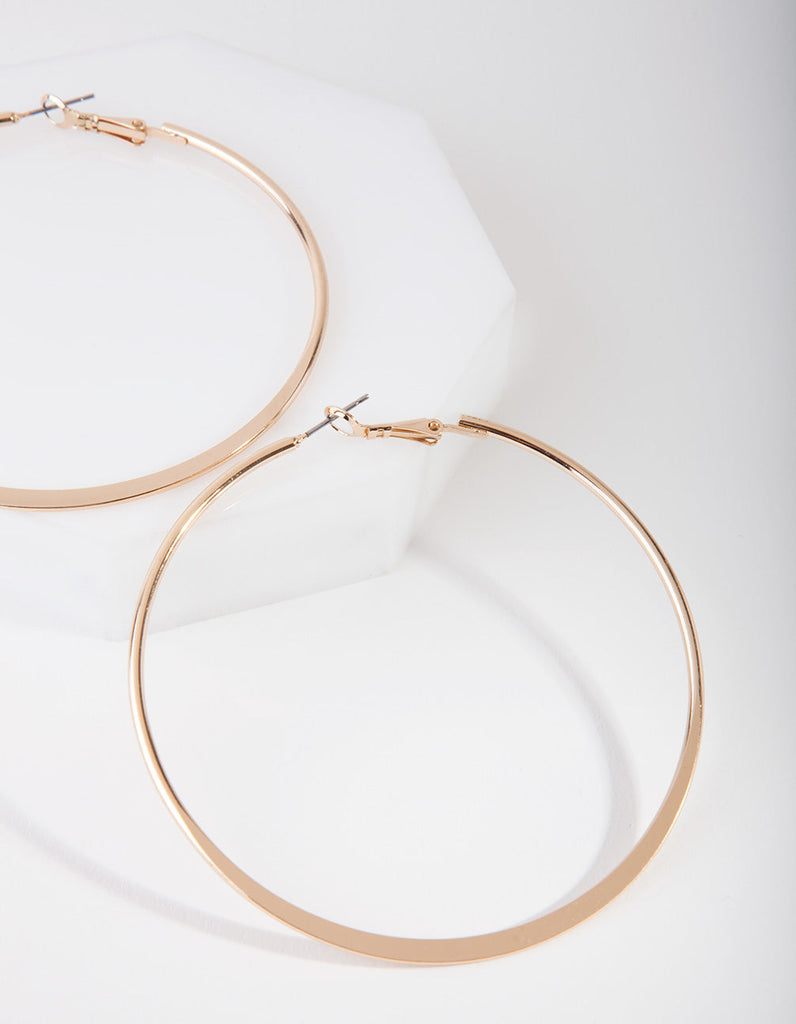 Gold Flat Edge Hoop Earrings