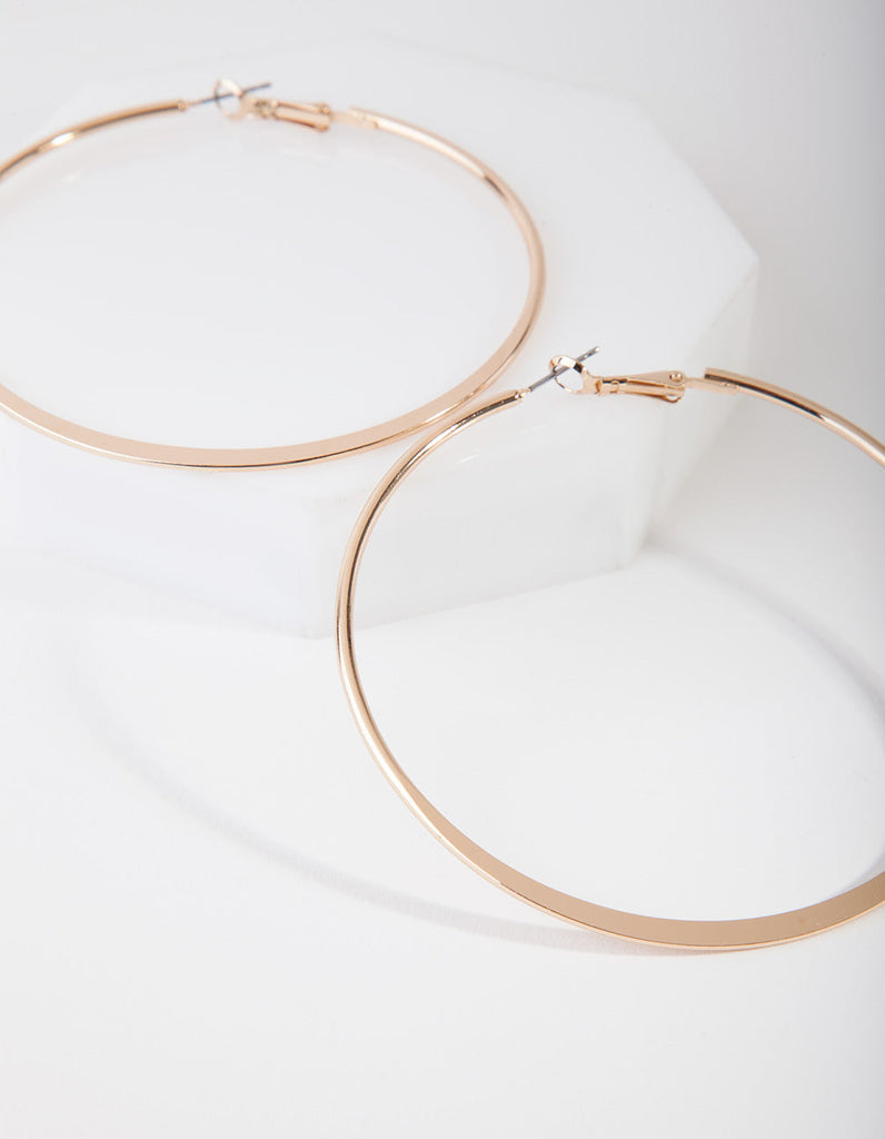 Gold Flat Edge Hoop Earrings