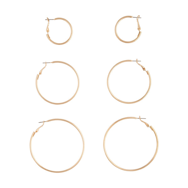 Gold Sleeper Round Hoop Earring Pack