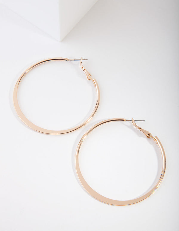 Gold Flat Edge Hoop Earrings