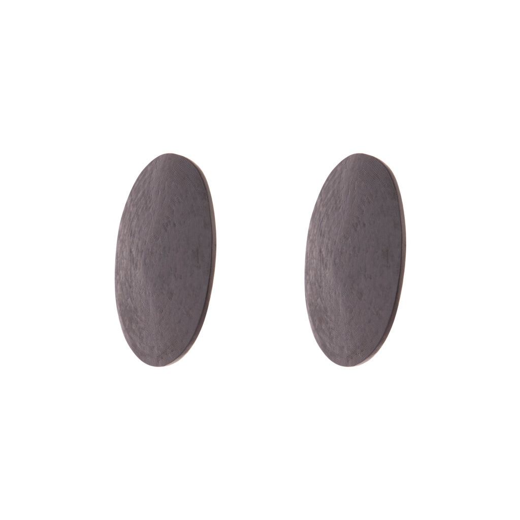 Black Round Textured Earrings