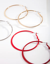 Mixed Metals Square Edge Hoop Earring Pack - link has visual effect only