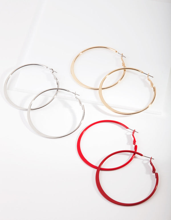 Mixed Metals Square Edge Hoop Earring Pack