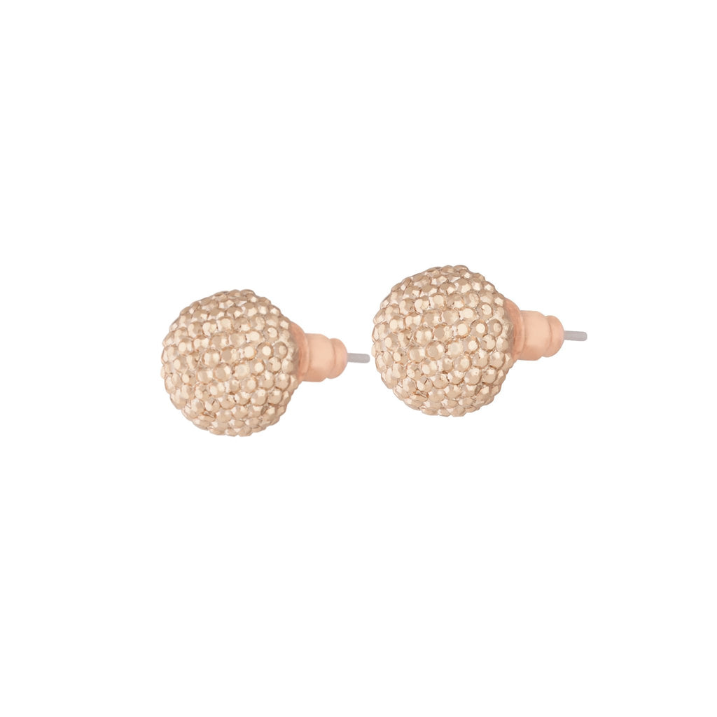 Rose Gold Texture Sparkle Ball Stud Earrings