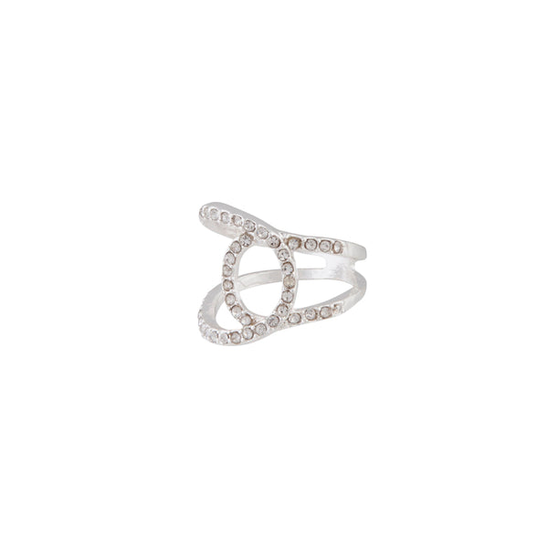 Silver Looped Diamante Ring