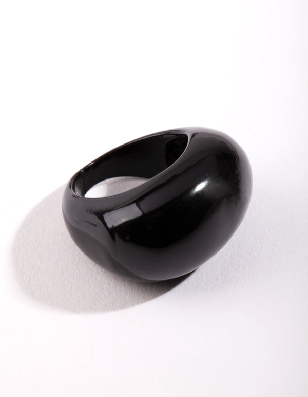 Black Smooth Oval Ring