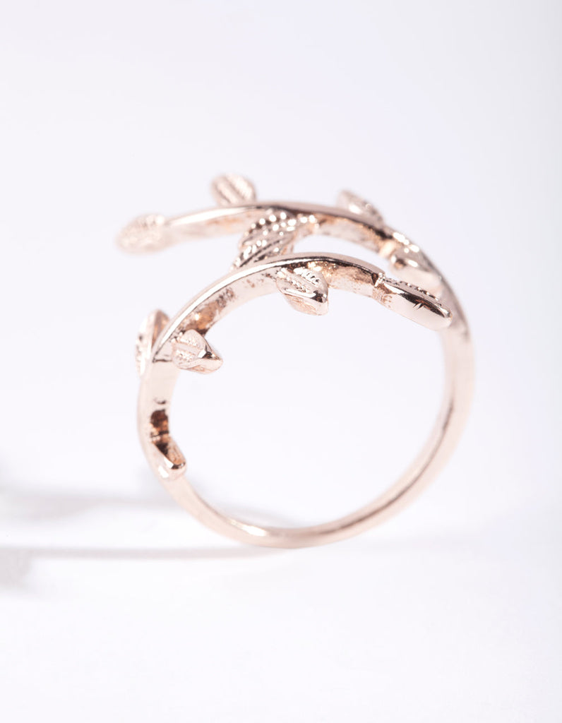 Rose Gold Leaf Double Band Ring