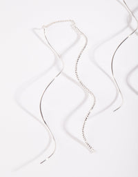 Silver Double Wave Thread Through Earrings - link has visual effect only