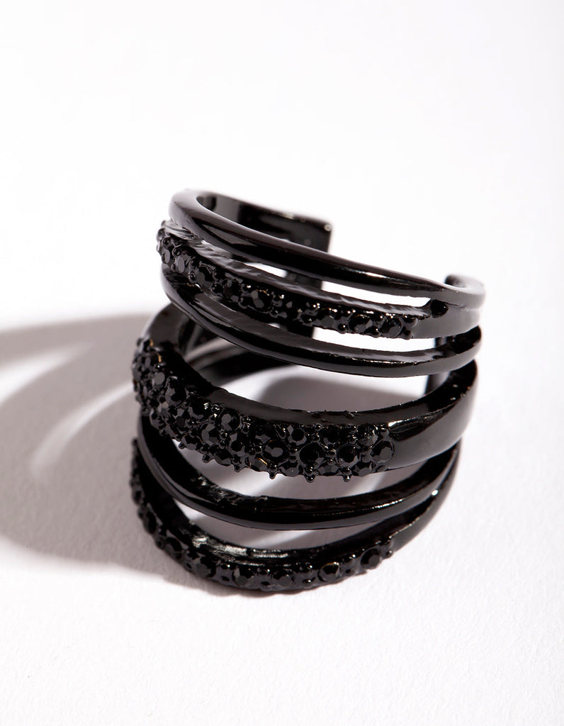 Coated Metal Six Band Diamante Ring