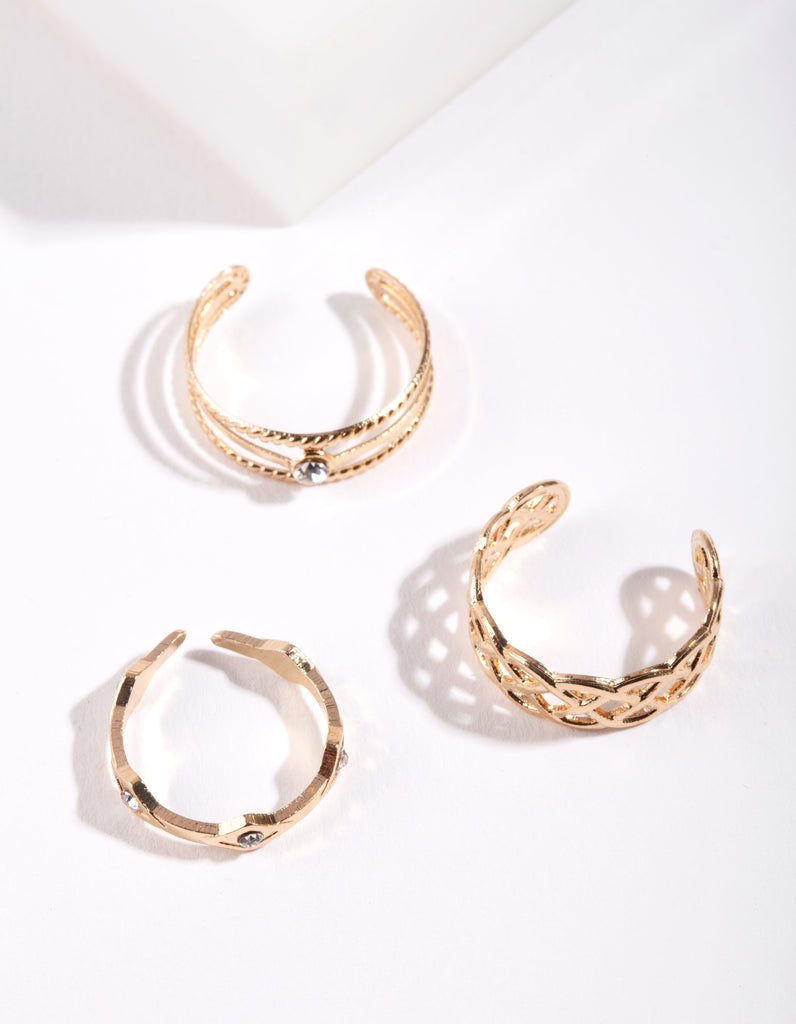 Gold Lattice Toe Ring Pack