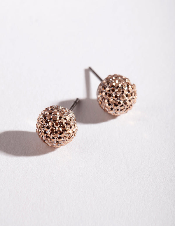 Rose Gold Textured Dome Stud Earrings