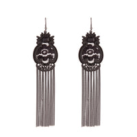 Black Lace Chain Tassel Earrings - link has visual effect only