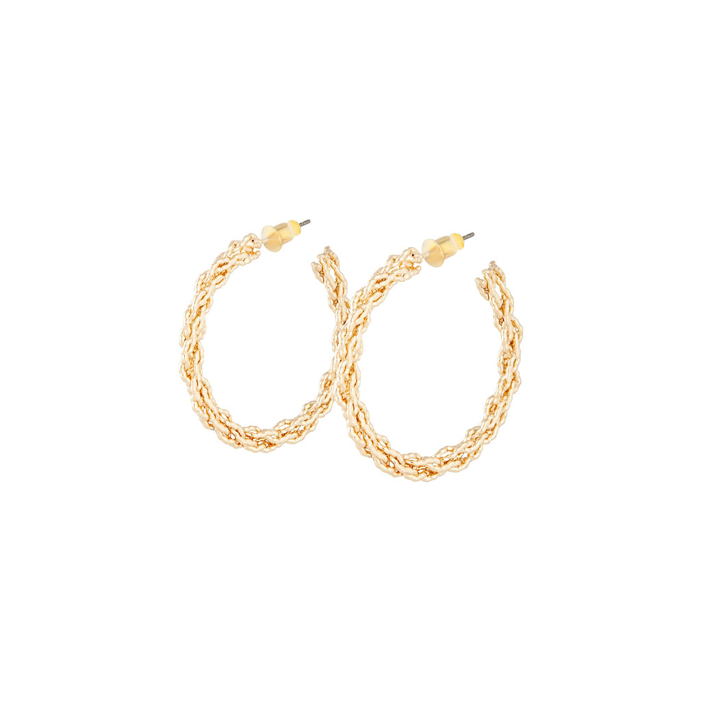 Gold Texture Twist Hoop Earrings