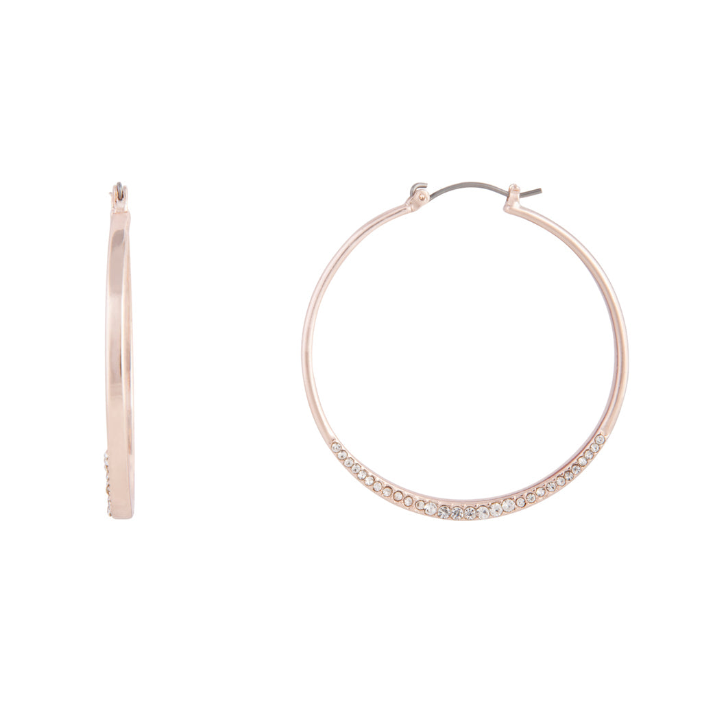 Rose Gold Diamante Detailed Hoop Earrings