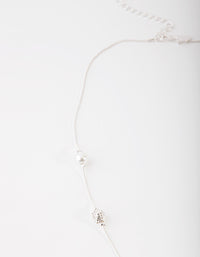 Silver Diamante & Pearl Bead Station Necklace - link has visual effect only