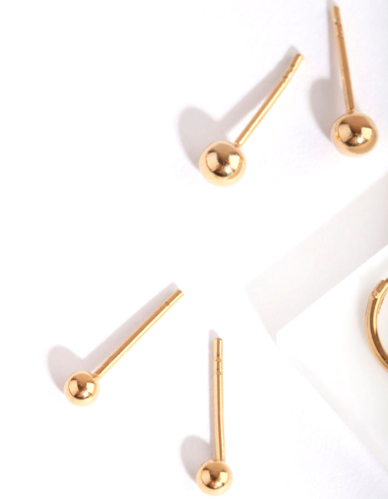 Gold Plated Sterling Silver Mini Studs & Hoop Earring Pack