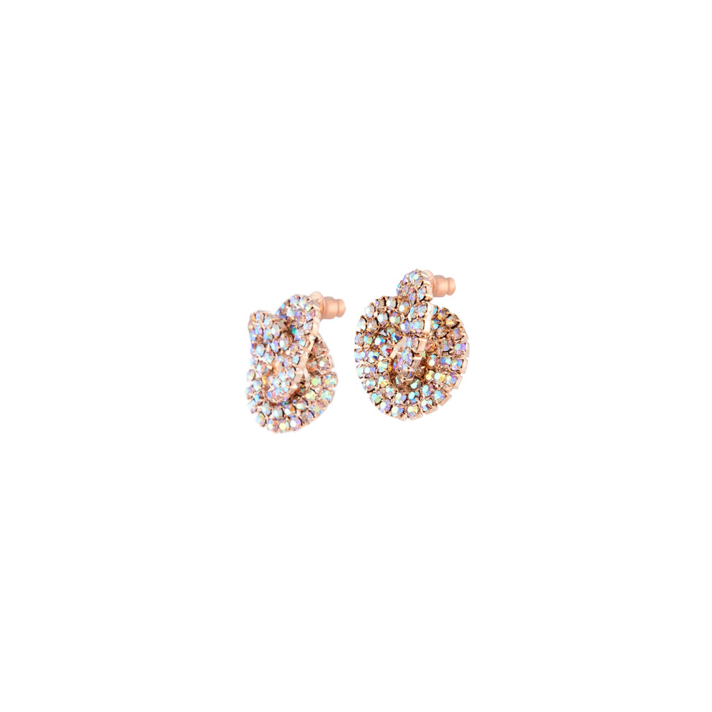 Rose Gold Diamante Knot Stud Earrings