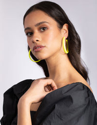 Neon Yellow 3/4 Hoop Earrings - link has visual effect only