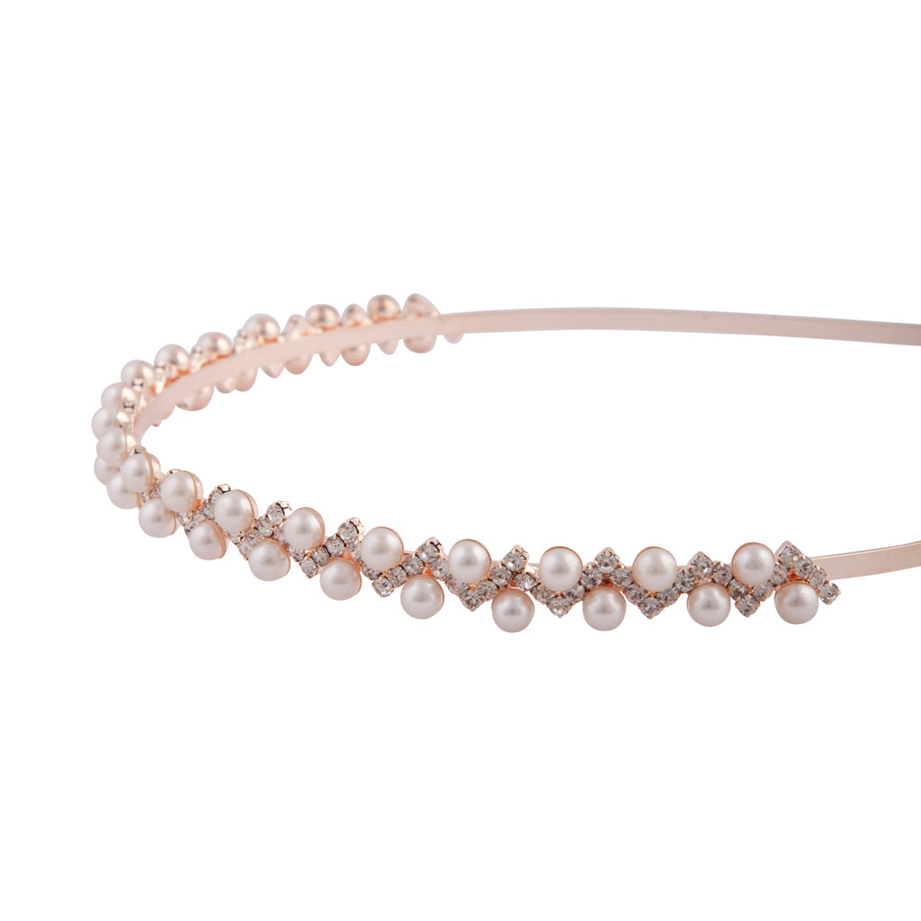 Rose Gold Pearl Diamante Headband
