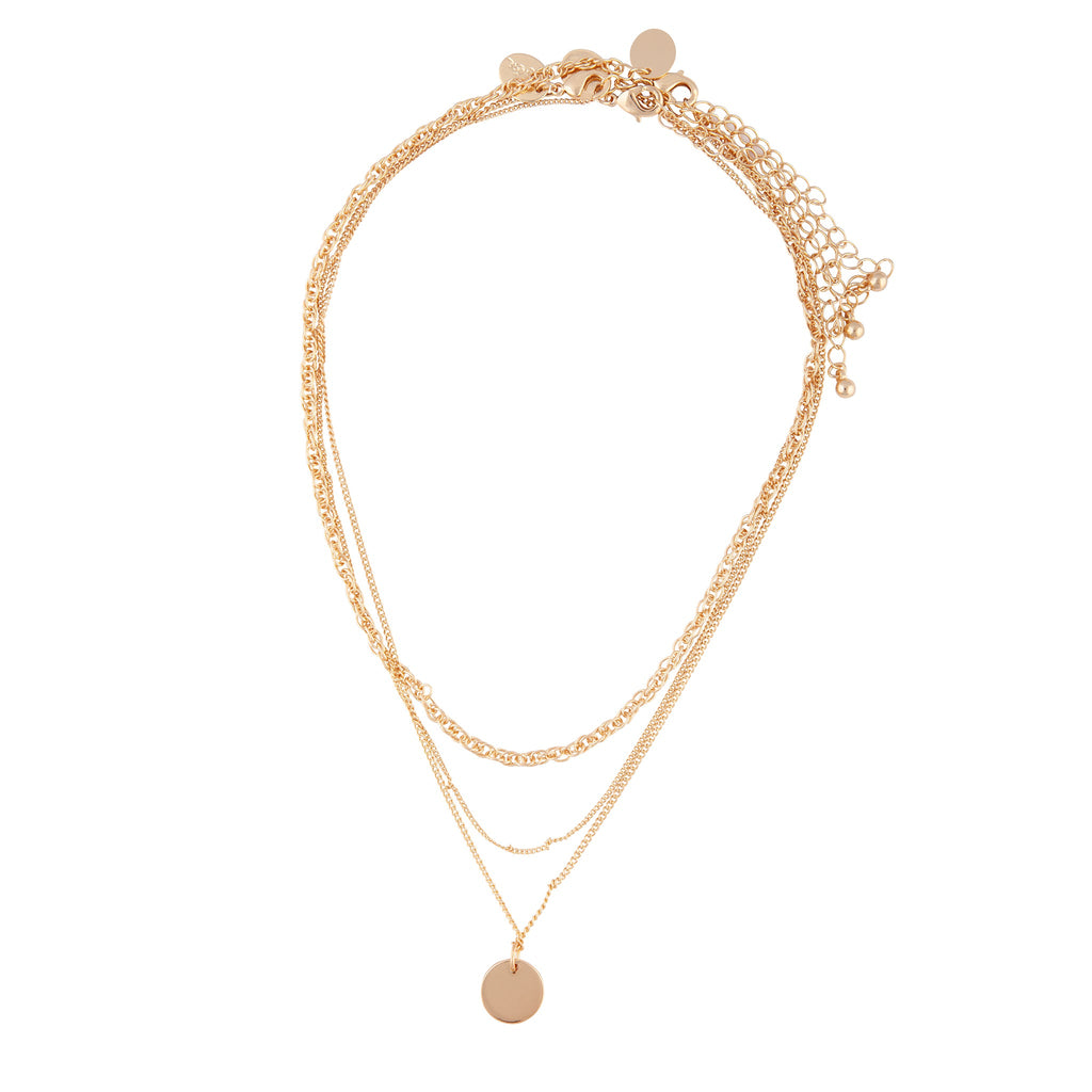 Gold Chain Disc Layer Necklace