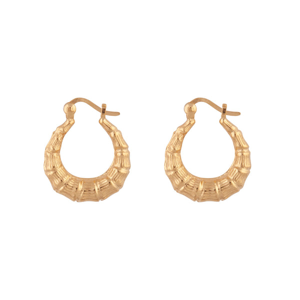 Gold Plated Sterling Silver Bamboo Hoop Earrings