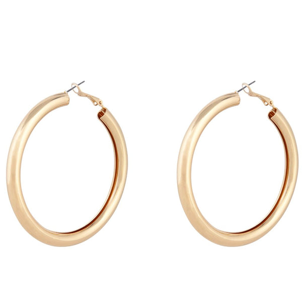 Polished Gold Tube Hoop Earrings