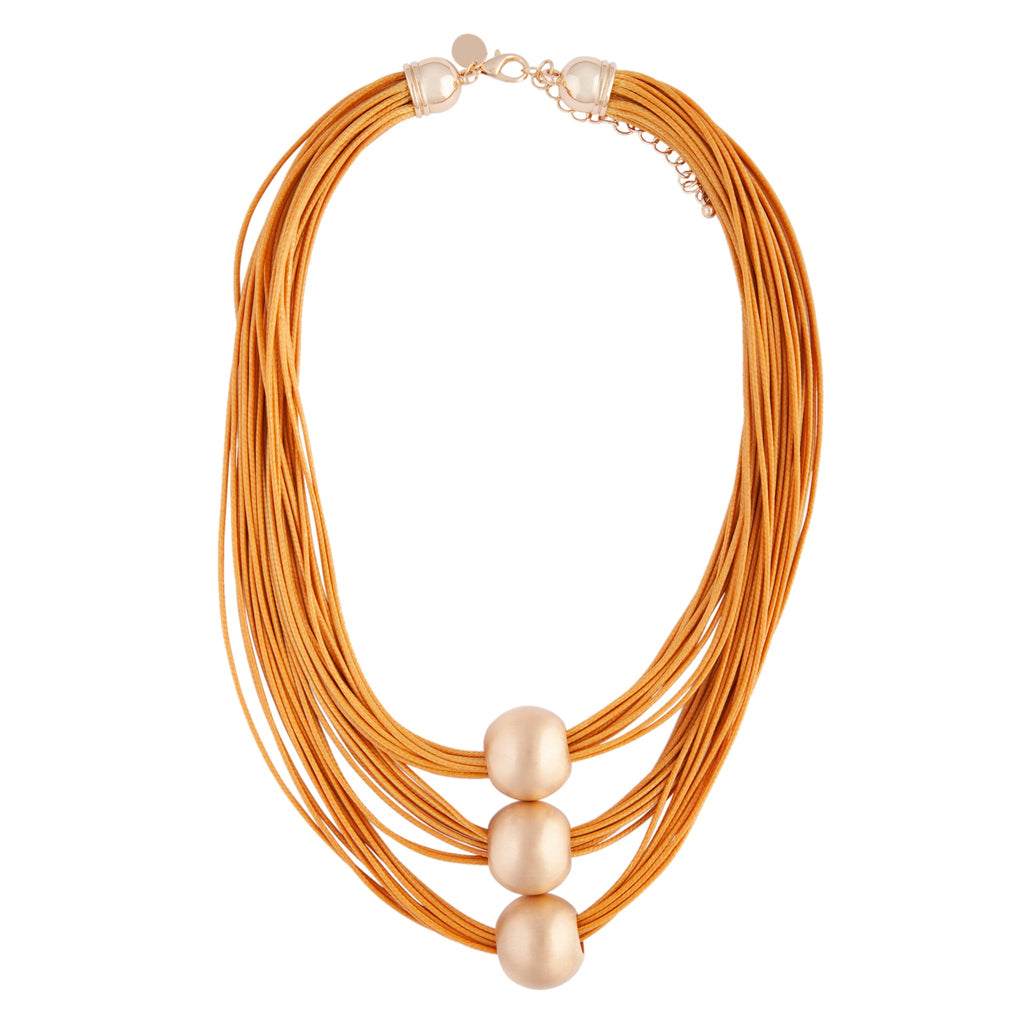 Orange Gold Waxed Cord Necklace