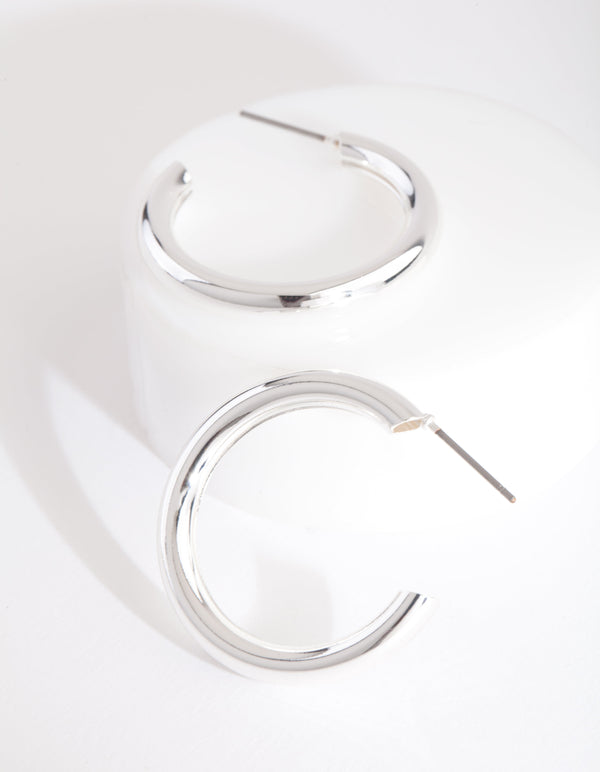 Silver Classic Medium Hoop Earrings - Lovisa
