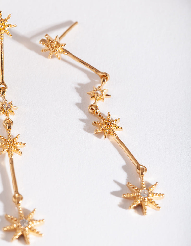 Gold Plated Sterling Silver Constellation Star Drop Earrings