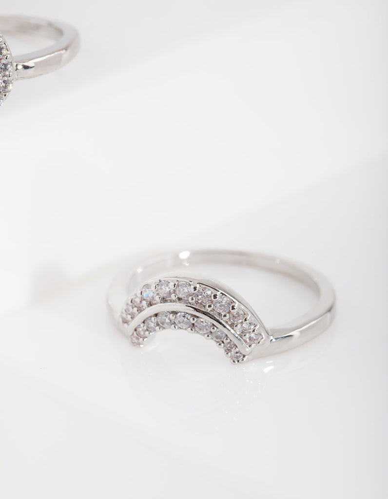 Silver Cubic Zirconia Engagement Ring Stack